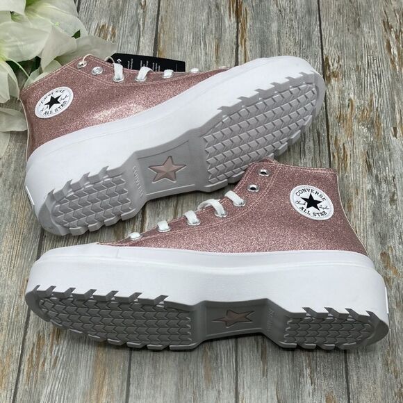 Converse Chuck Taylor All Star Lugged Glitter Hightop Sneaker Shoes Size 8 - Picture 9 of 16